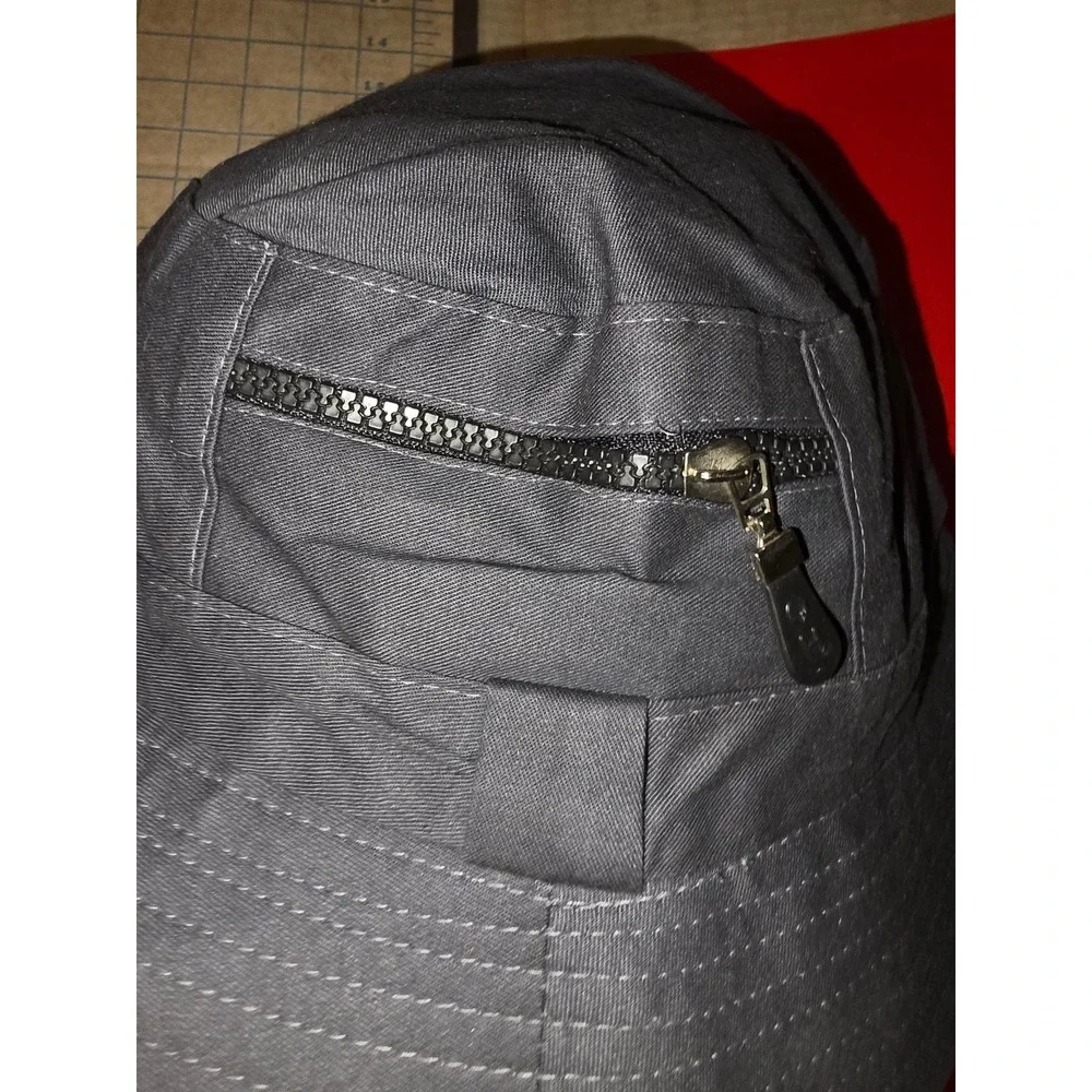 Zip Pocket Navy Blue Bucket / Fishing Hat QH On Zipper